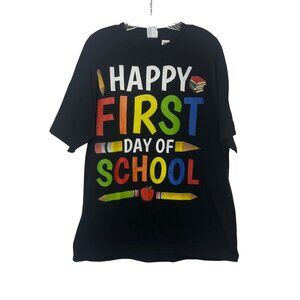 Happy First Day Of School Tshirt Mens XL Black New Port & Company